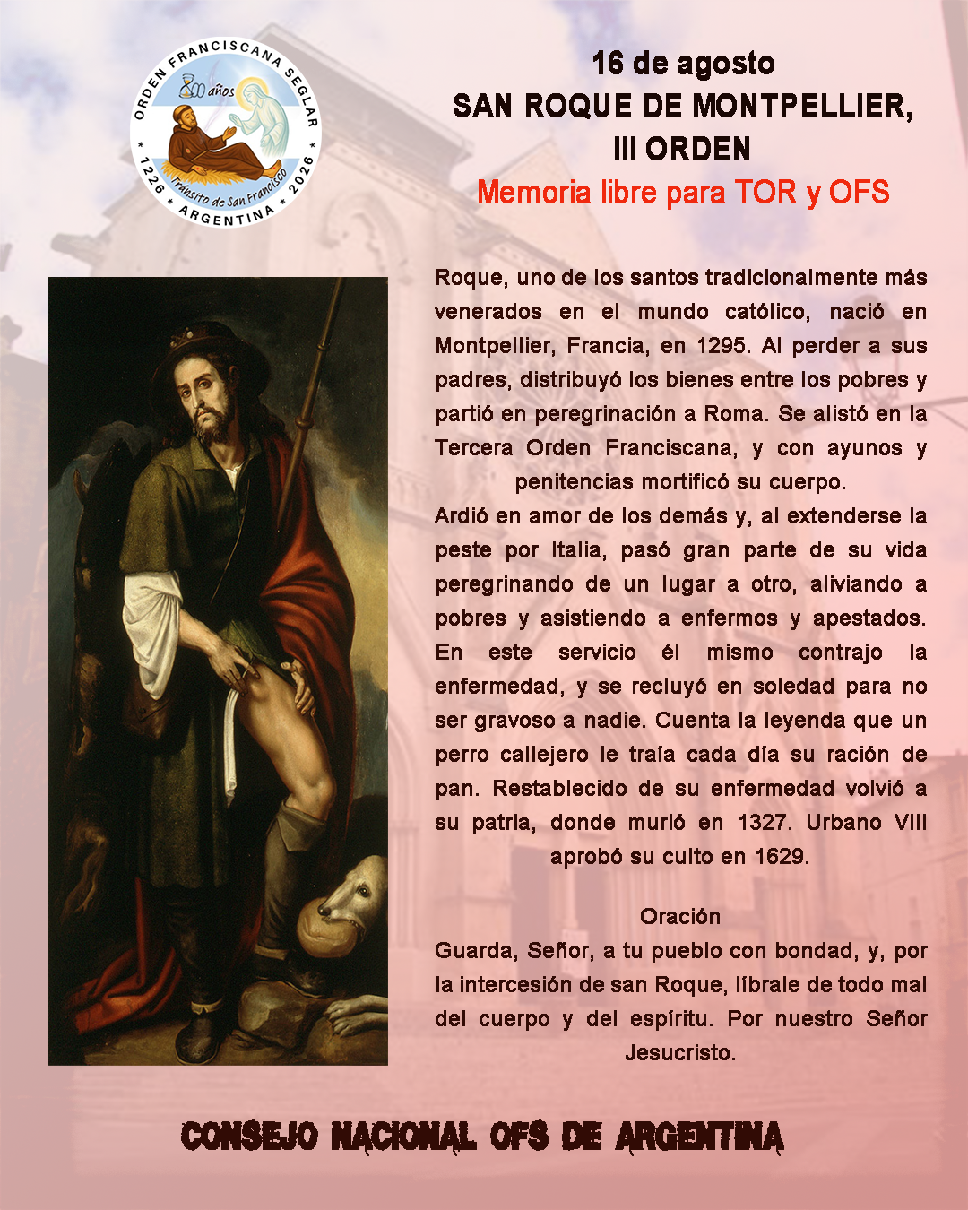 16 de agosto - San Roque de Montpellier - III Orden