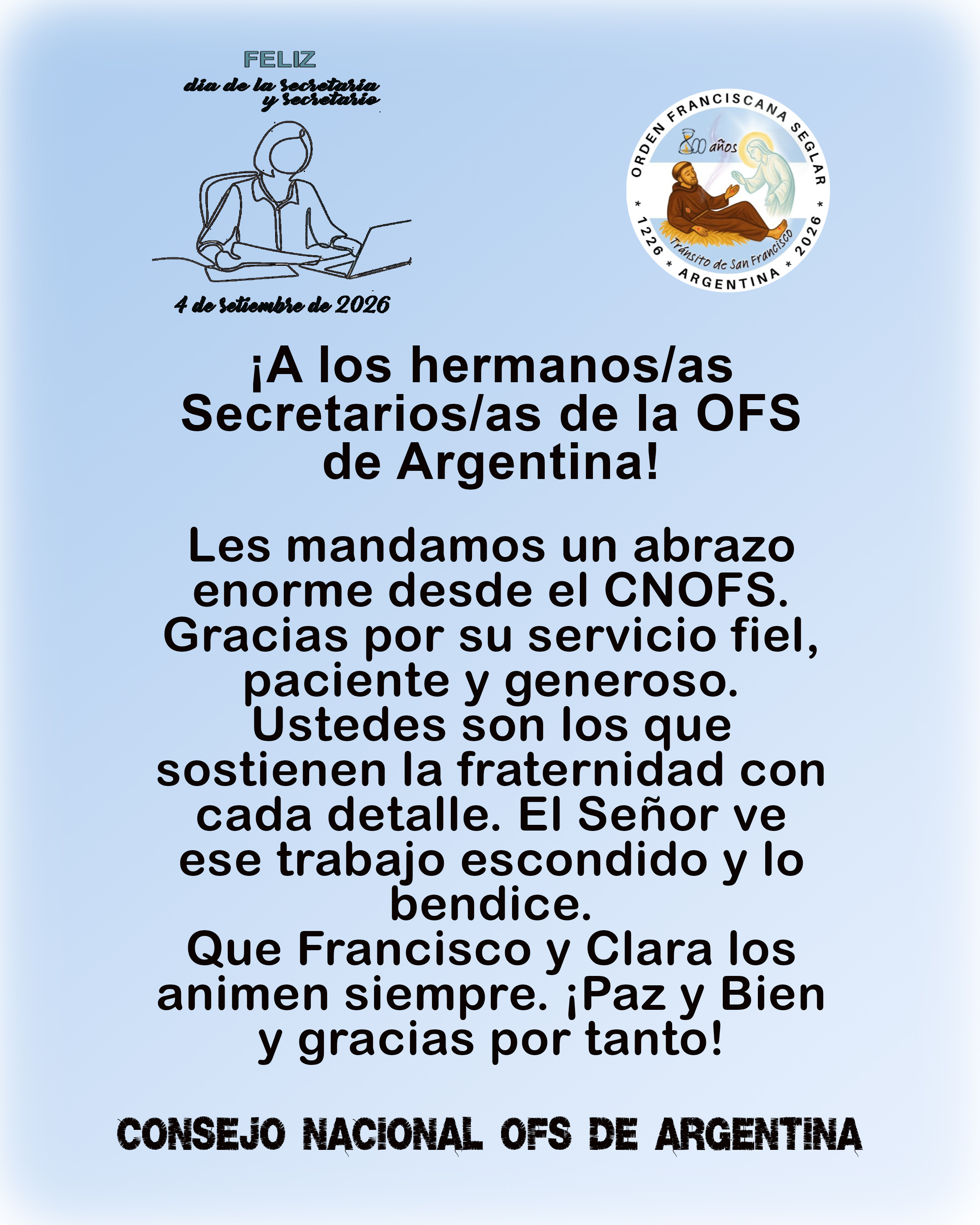 4 de setiembre - Día de la Secretaria y Secretario